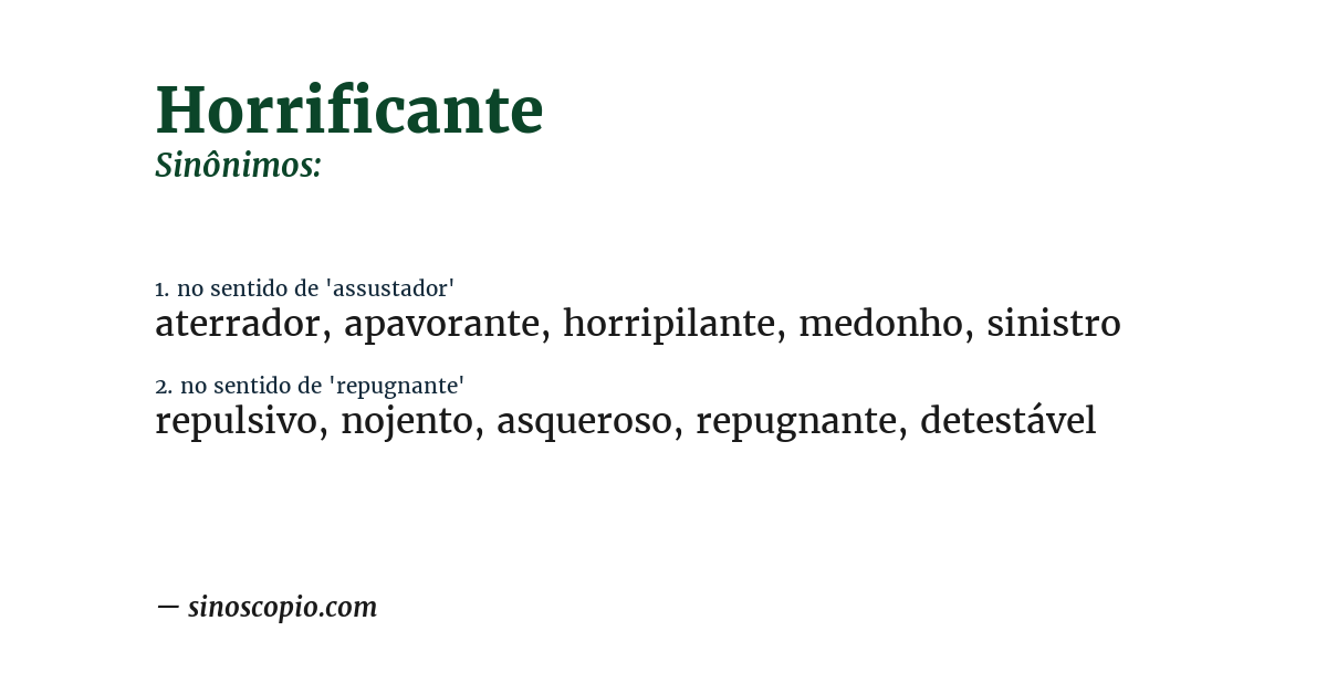 Sinônimo de horrificante