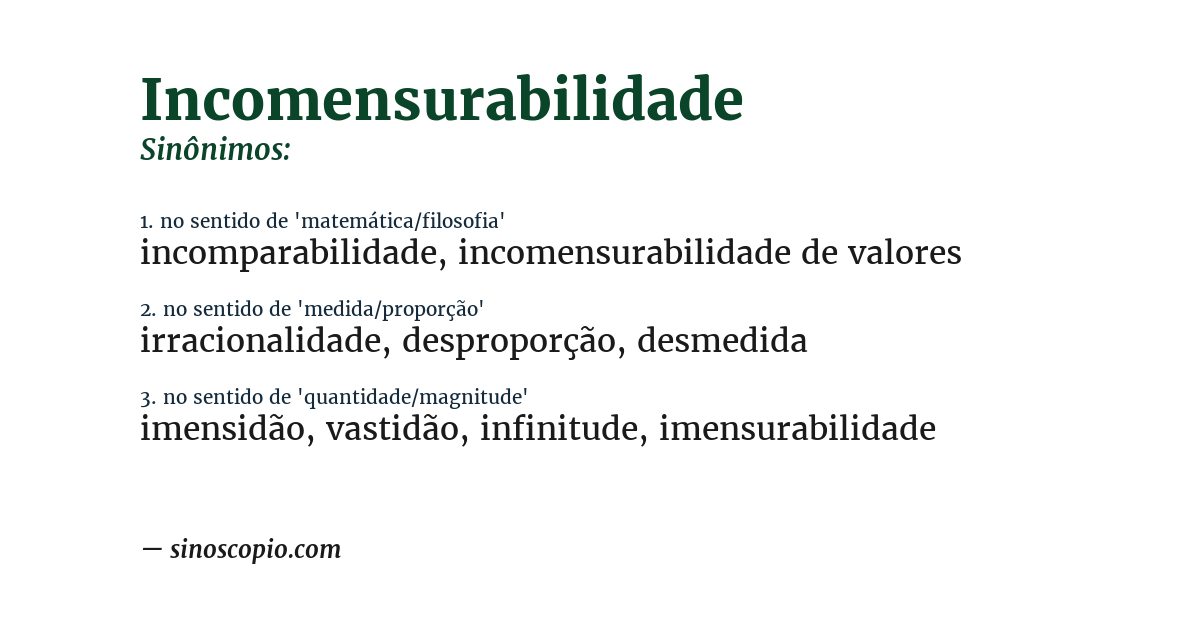 Sinônimo de incomensurabilidade