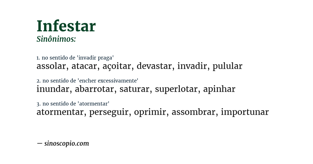 Sinônimo de infestar