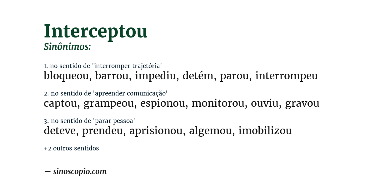 Sinônimo de interceptou