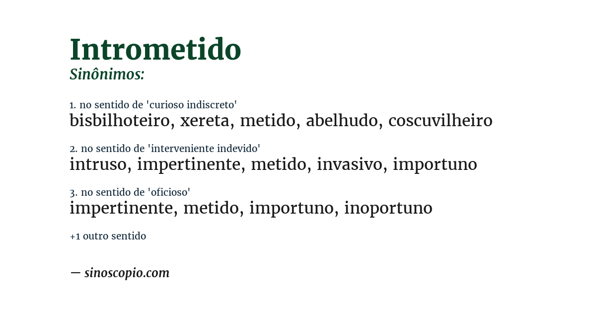 Sinônimo de intrometido