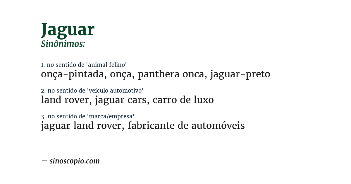 Sinônimo de jaguar