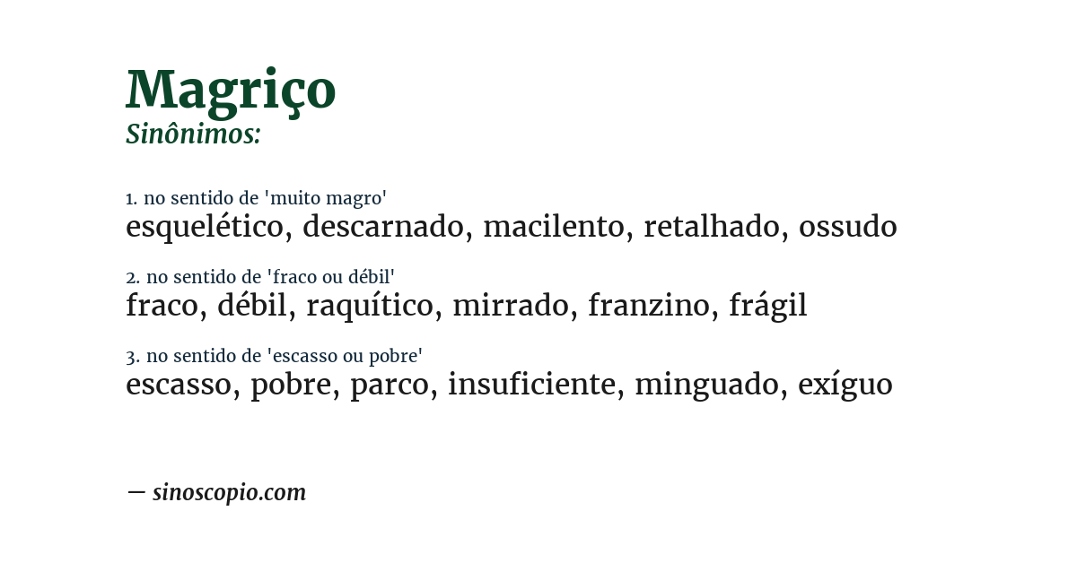 Sinônimo de magriço
