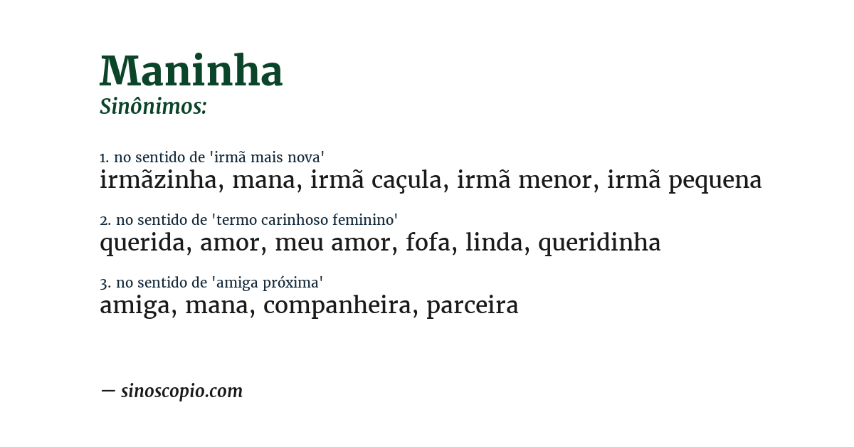 Sinônimo de maninha