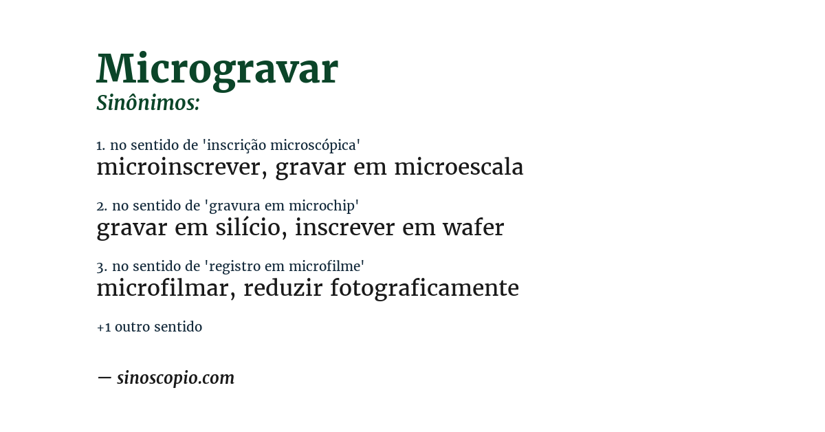 Sinônimo de microgravar
