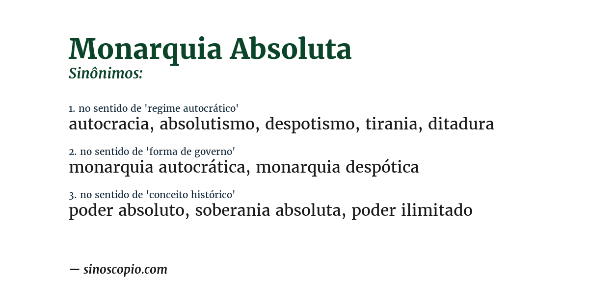 Sinônimo de monarquia absoluta