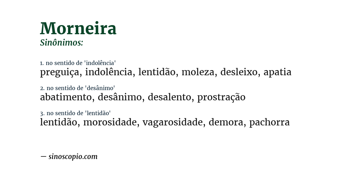 Sinônimo de morneira