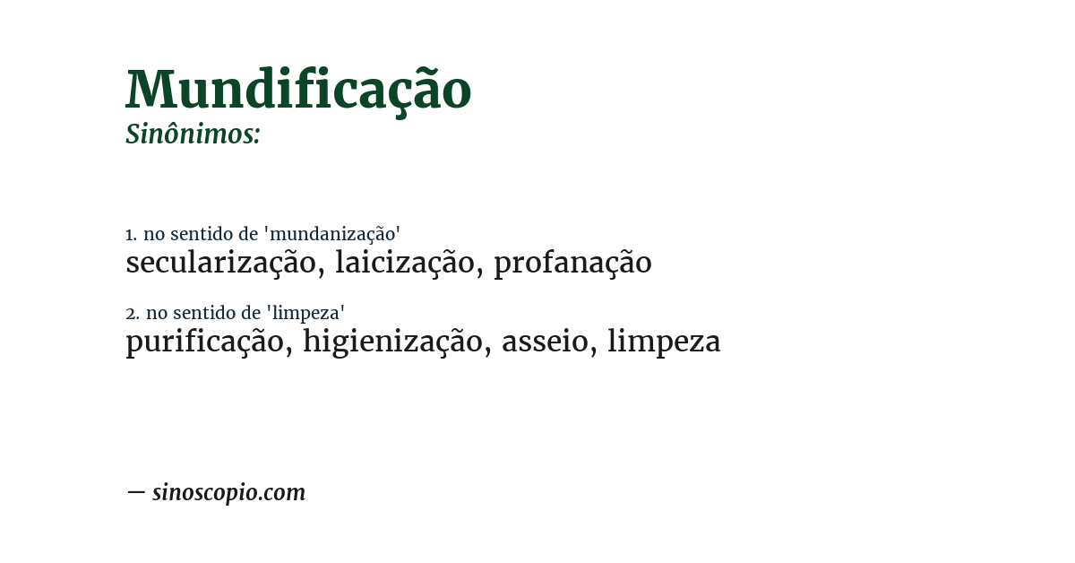 Sinônimo de mundificação