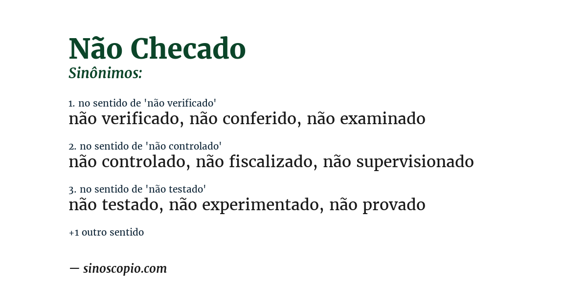 Sinônimo de não checado