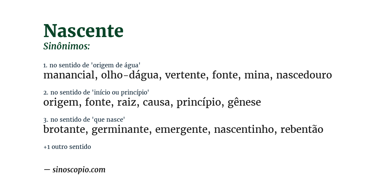 Sinônimo de nascente