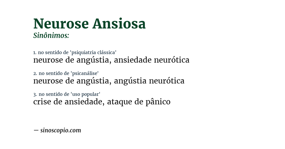 Sinônimo de neurose ansiosa
