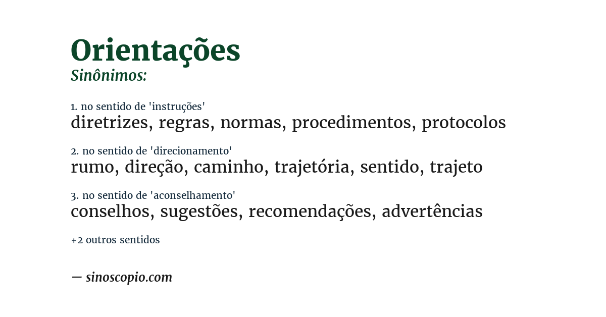 Sinônimo de orientações