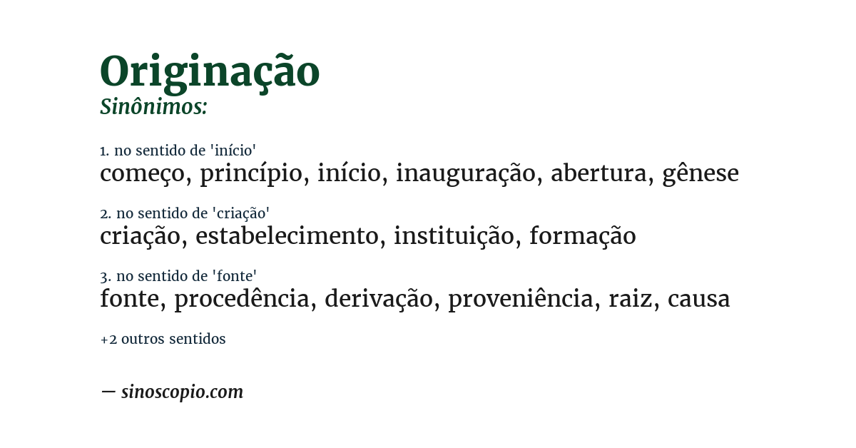 Sinônimo de originação