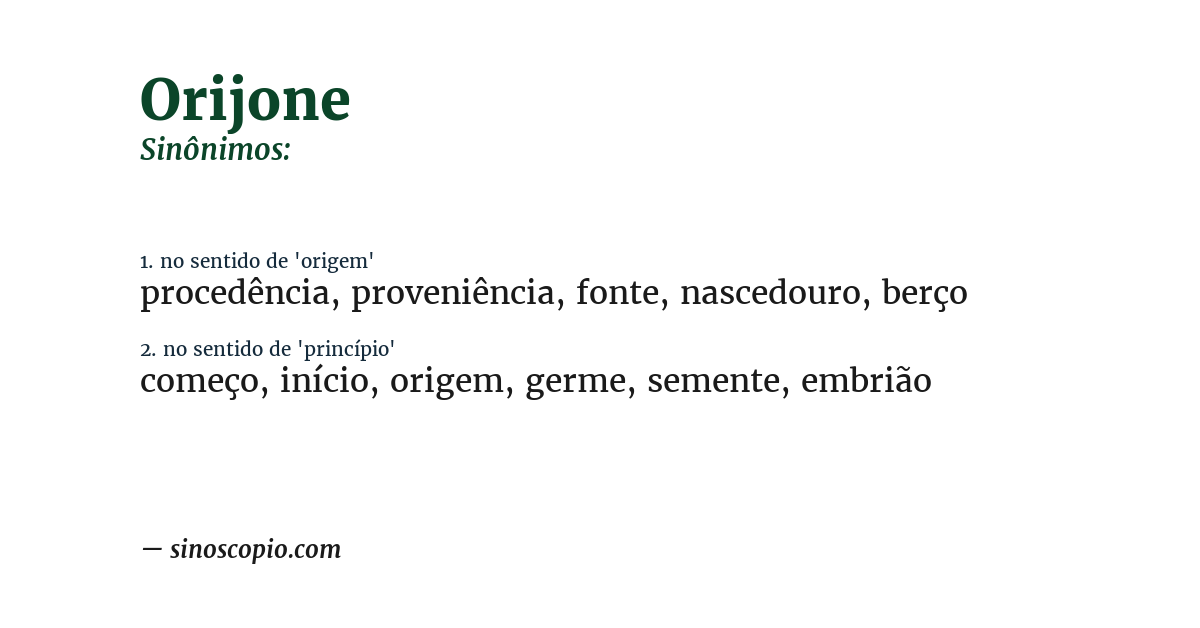 Sinônimo de orijone