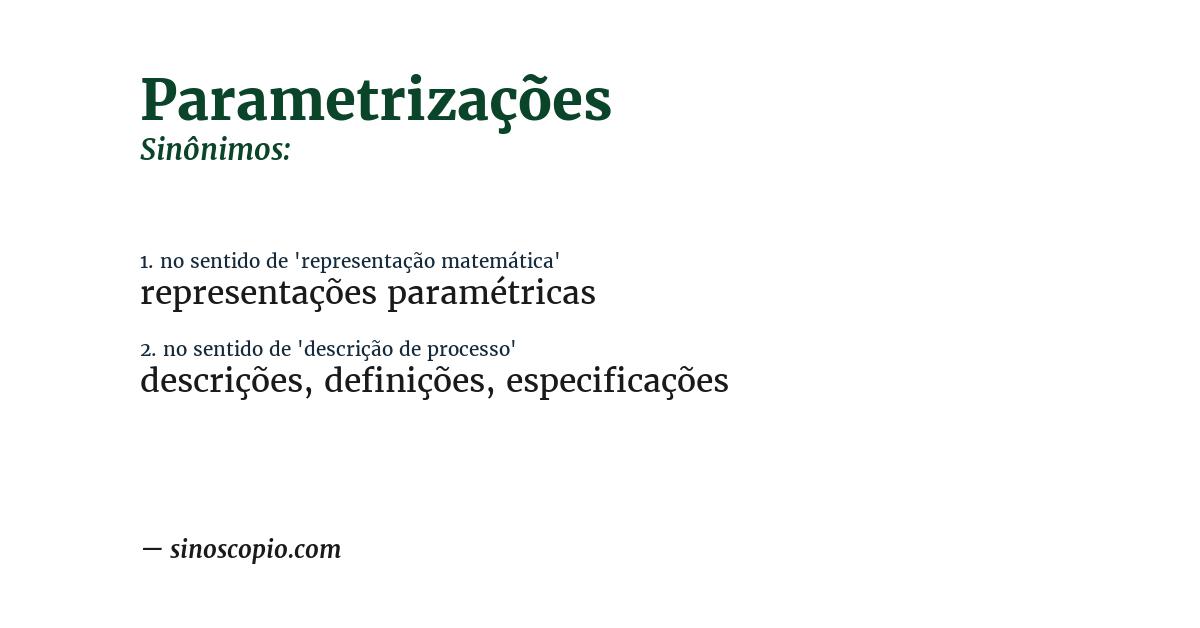 Sinônimo de parametrizações