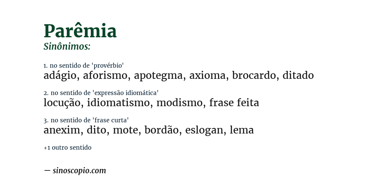 Sinônimo de parêmia