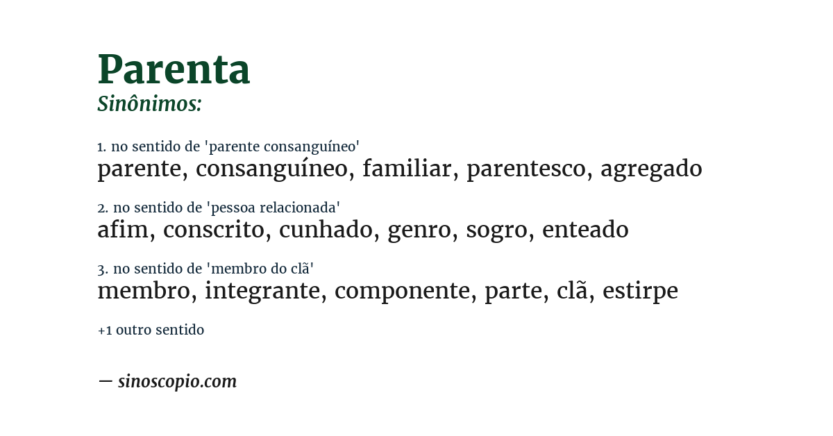 Sinônimo de parenta