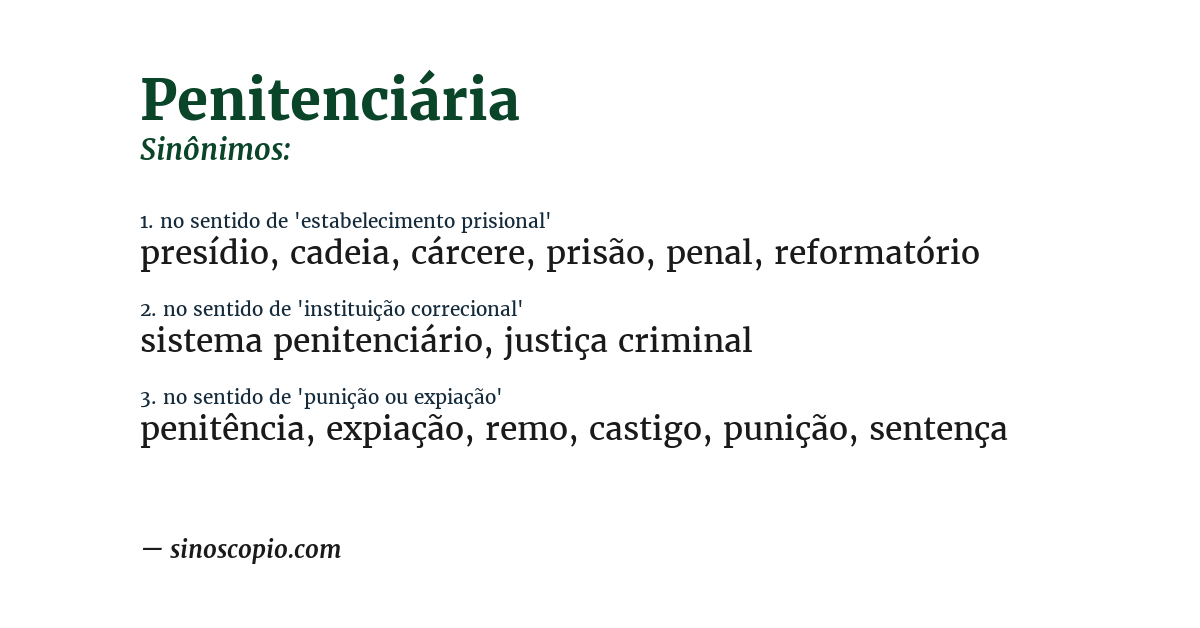 Sinônimo de penitenciária