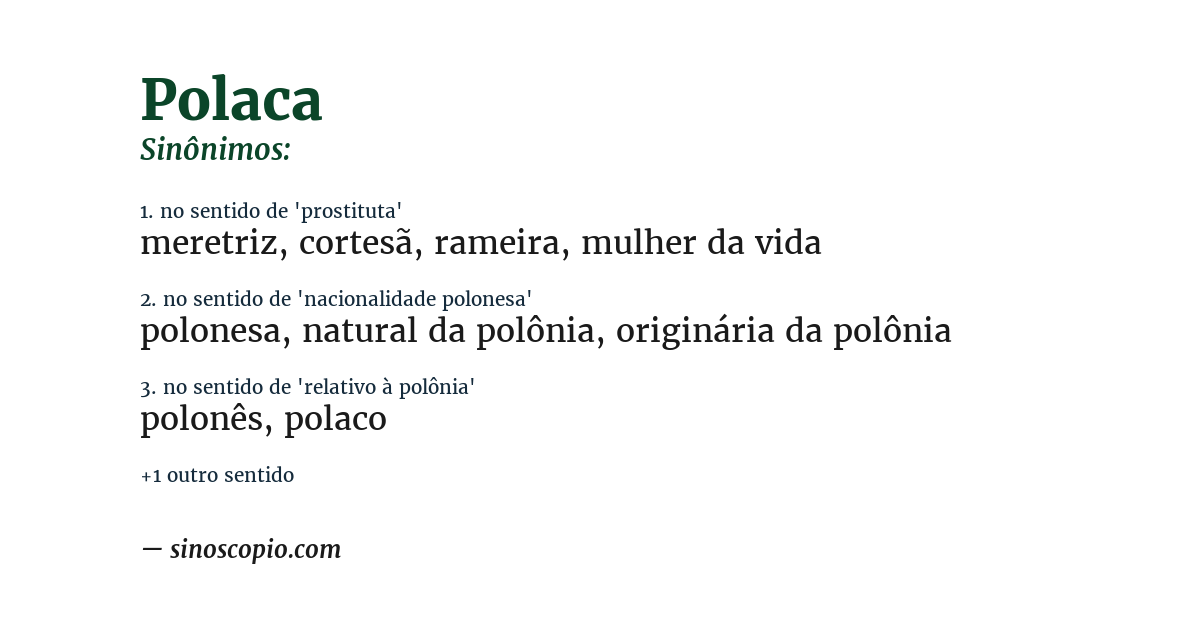 Sinônimo de polaca