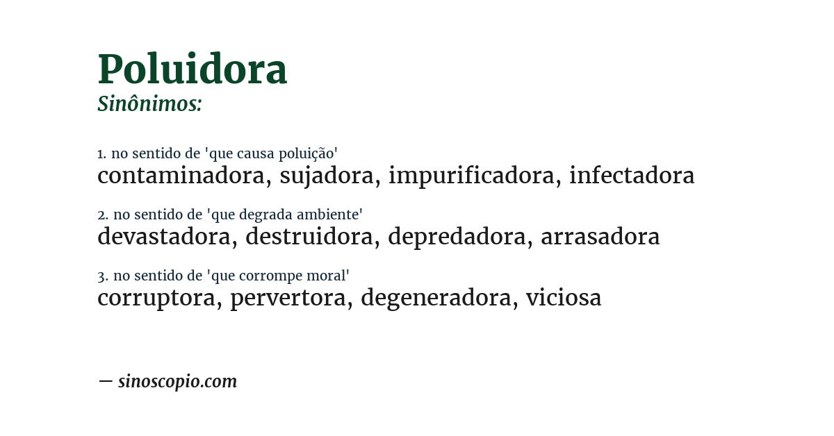 Sinônimo de poluidora
