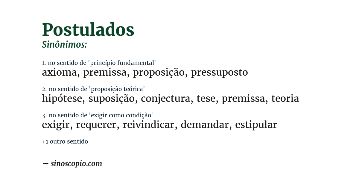 Sinônimo de postulados