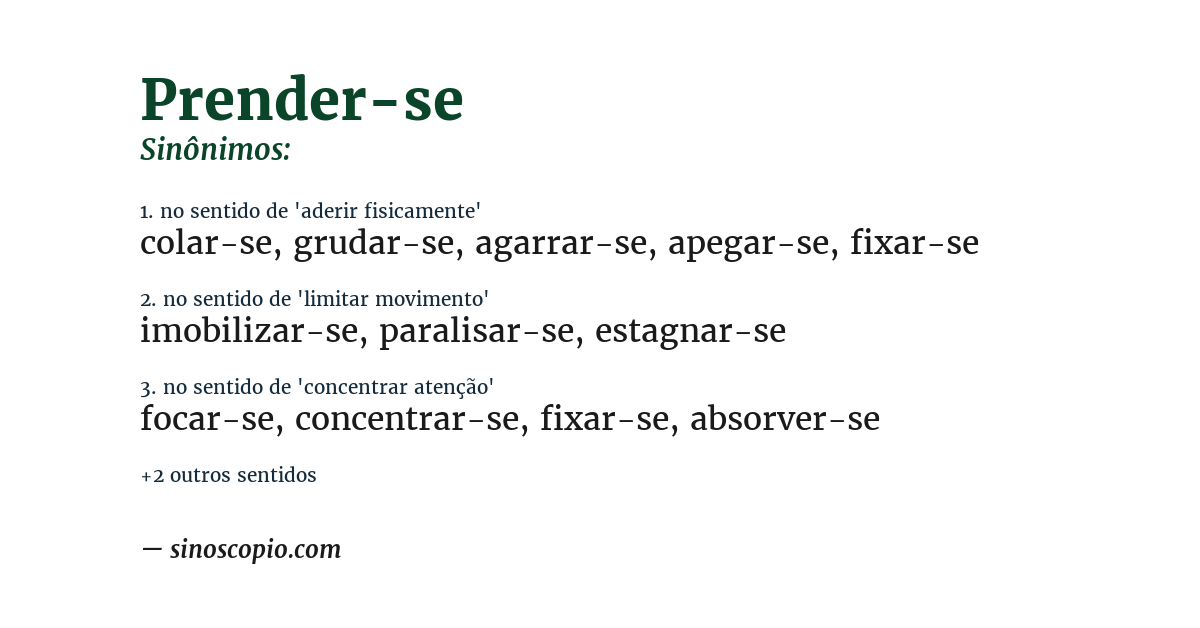 Sinônimo de prender-se
