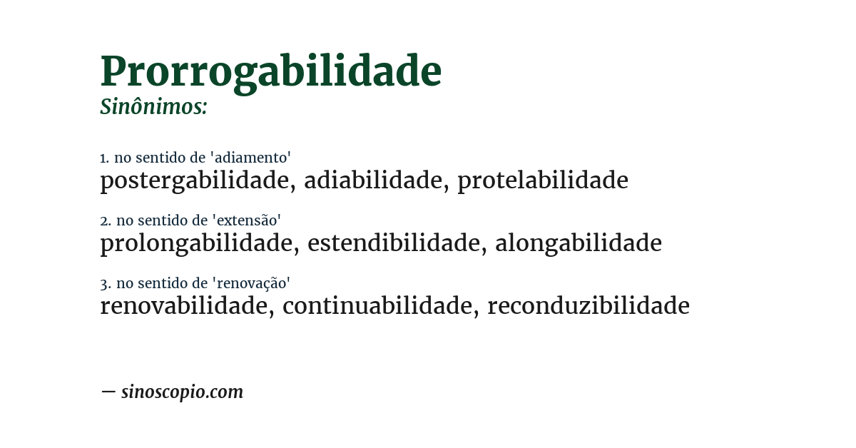 Sinônimo de prorrogabilidade