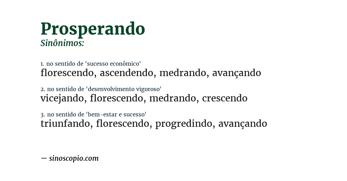 Sinônimo de prosperando