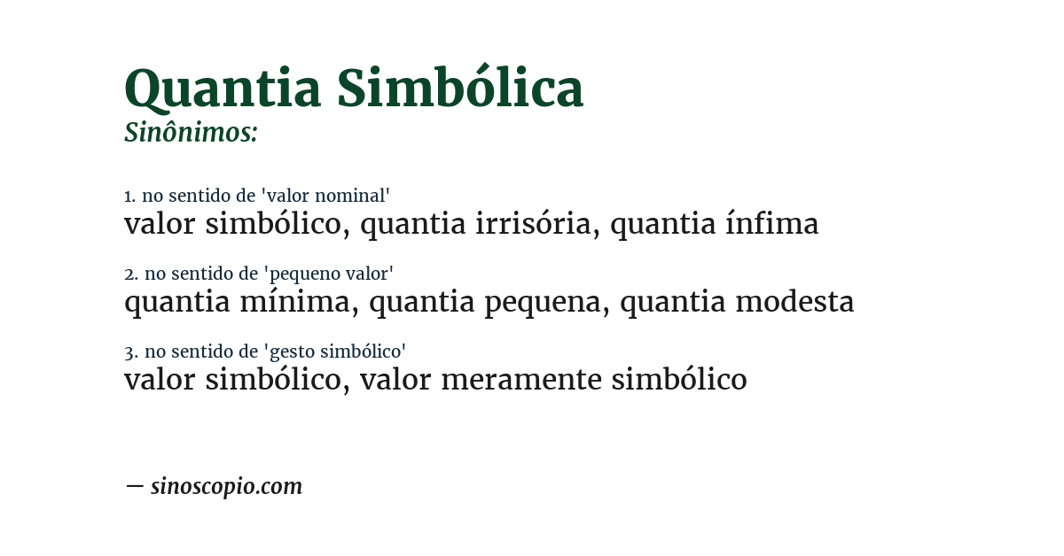 Sinônimo de quantia simbólica