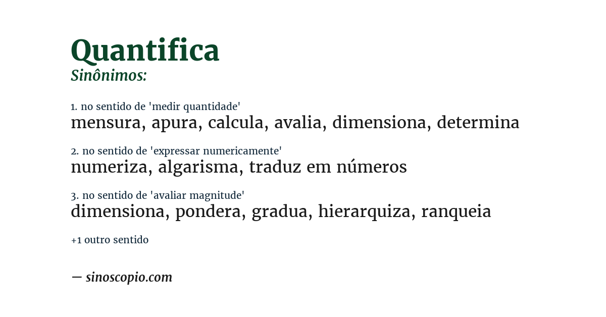 Sinônimo de quantifica