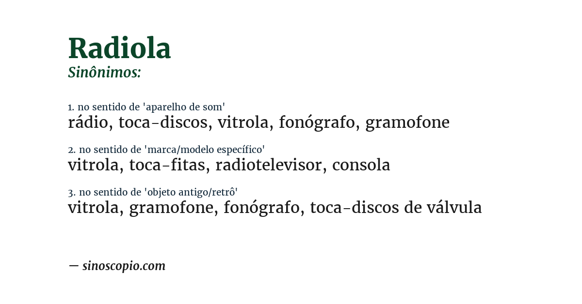 Sinônimo de radiola