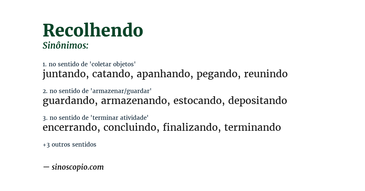 Sinônimo de recolhendo