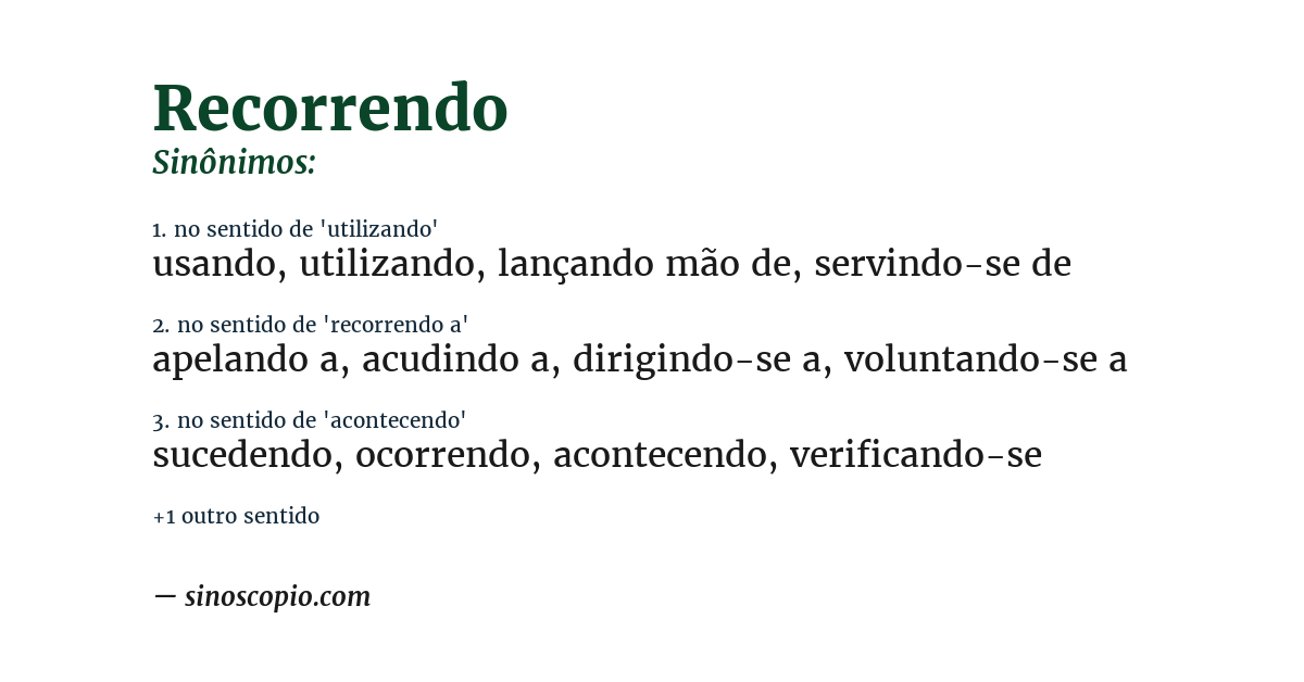 Sinônimo de recorrendo