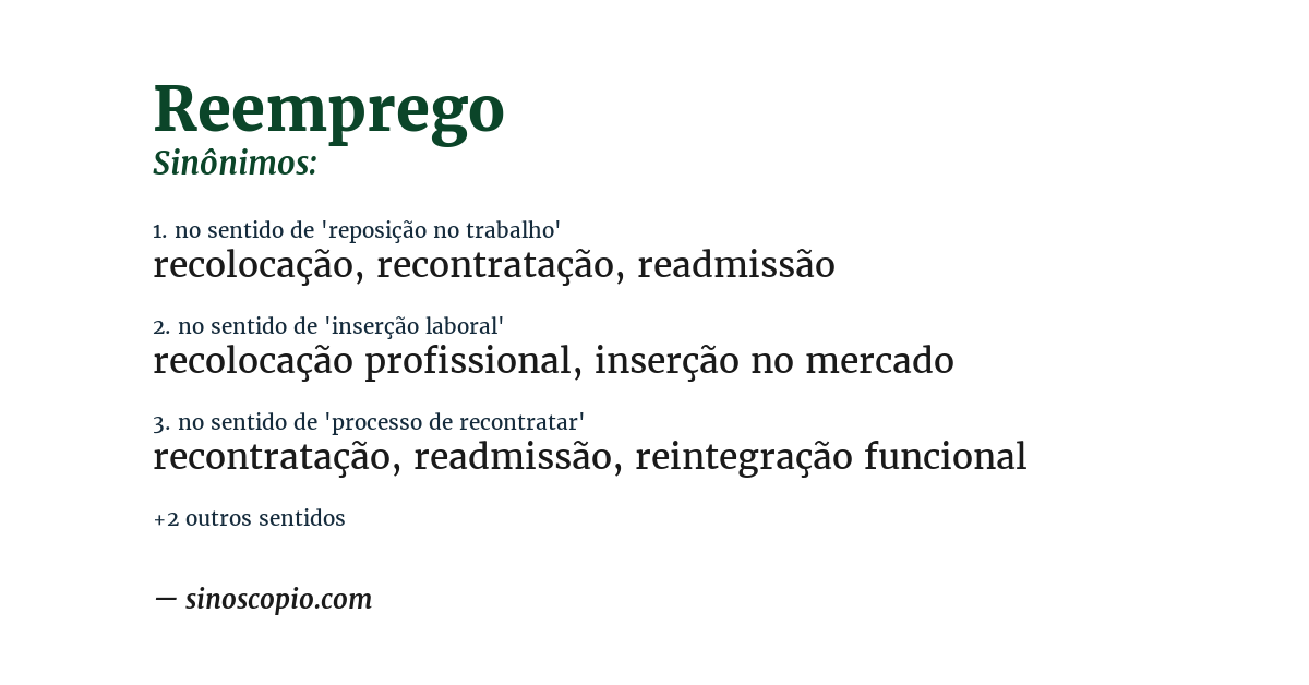 Sinônimo de reemprego