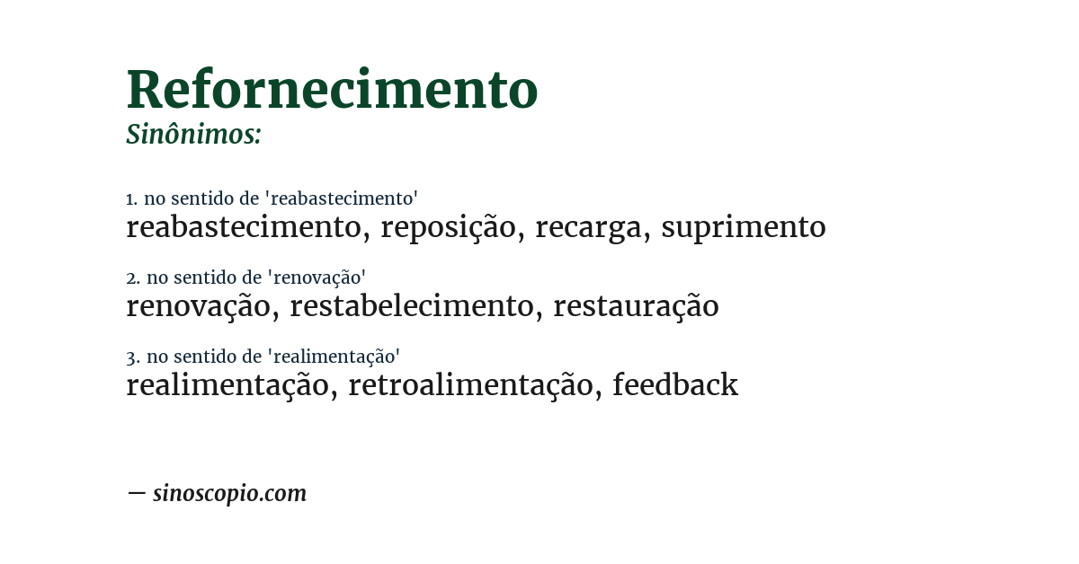 Sinônimo de refornecimento