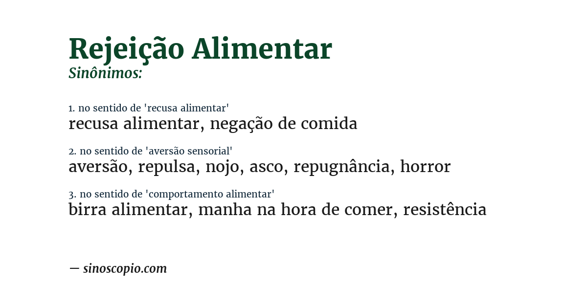Sinônimo de rejeição alimentar