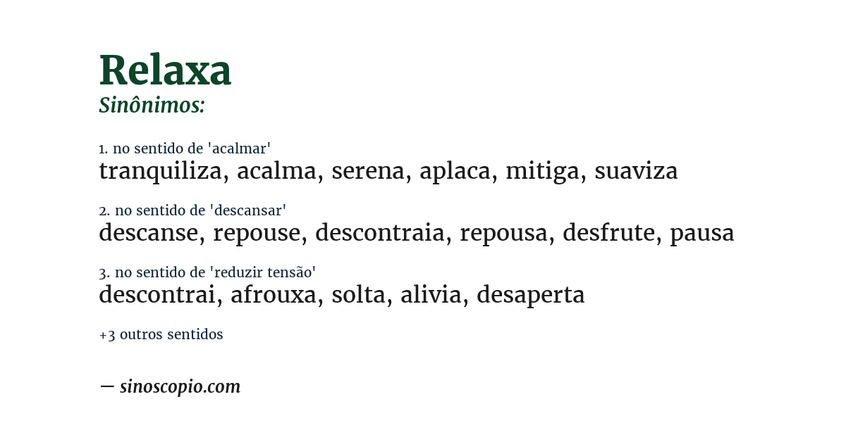 Sinônimo de relaxa