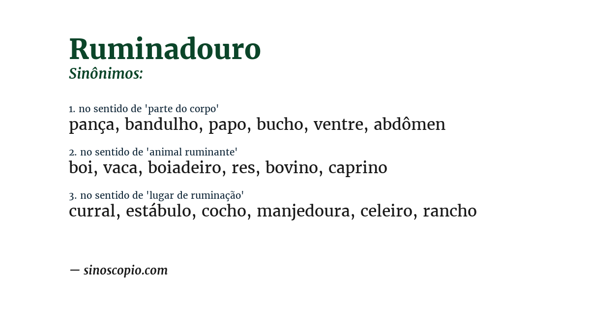 Sinônimo de ruminadouro