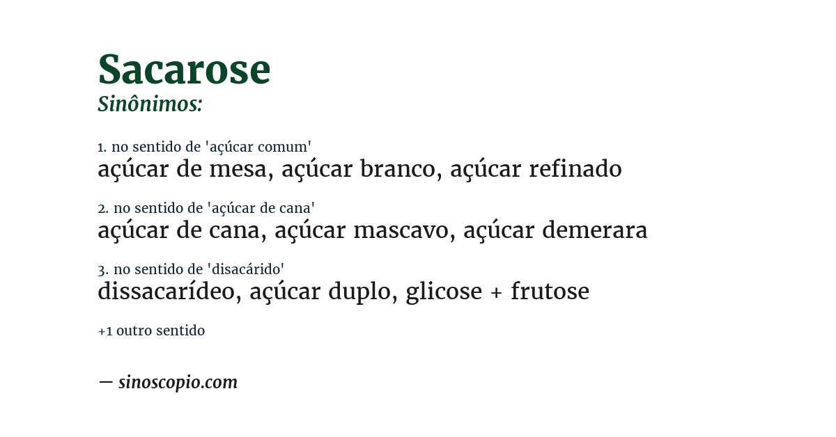 Sinônimo de sacarose