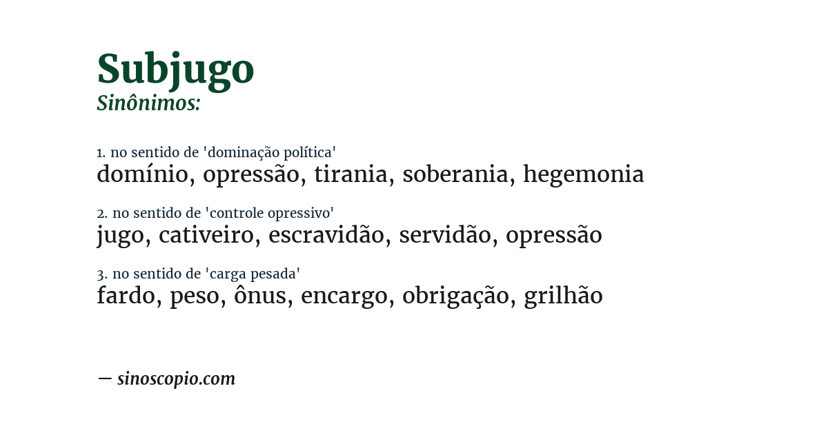 Sinônimo de subjugo