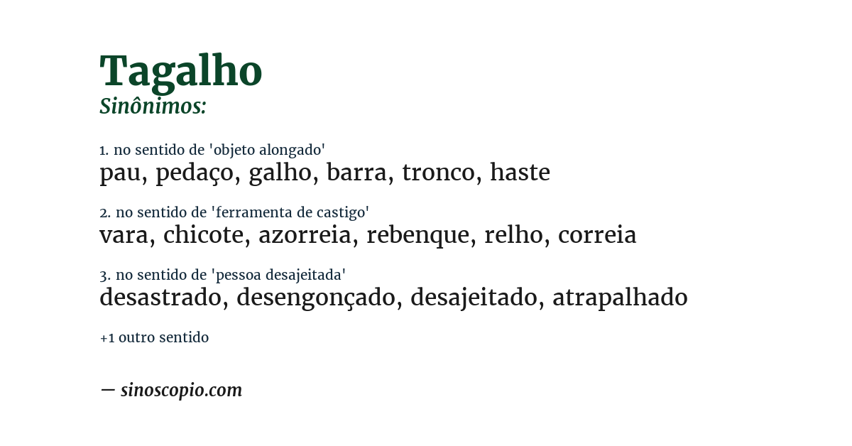 Sinônimo de tagalho