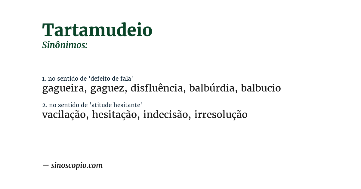 Sinônimo de tartamudeio
