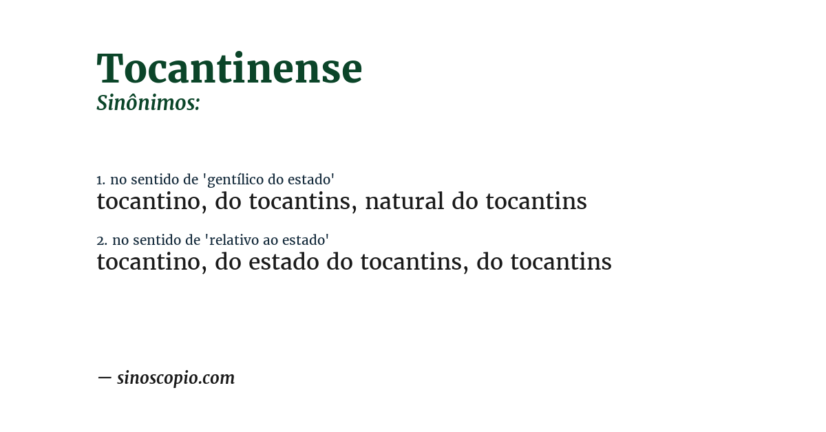 Sinônimo de tocantinense