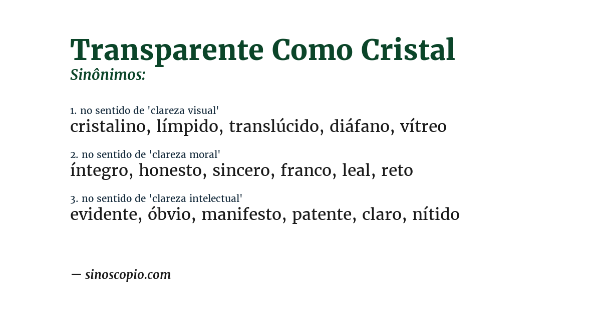 Sinônimo de transparente como cristal