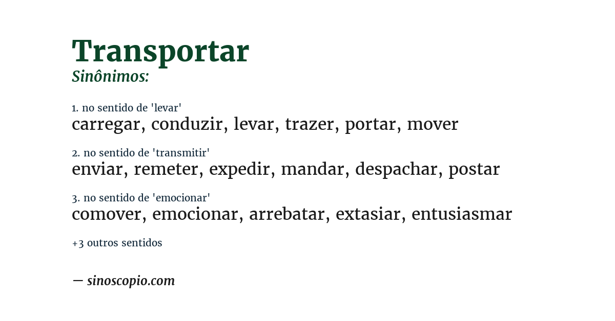Sinônimo de transportar