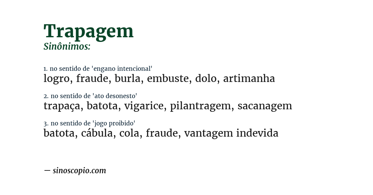 Sinônimo de trapagem