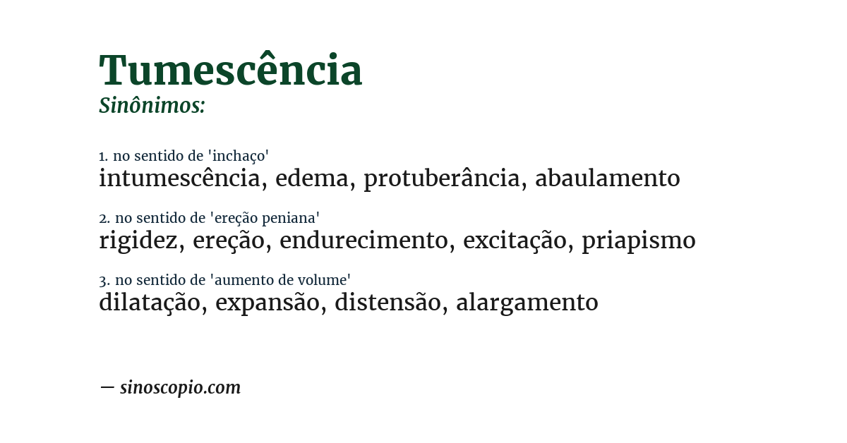 Sinônimo de tumescência