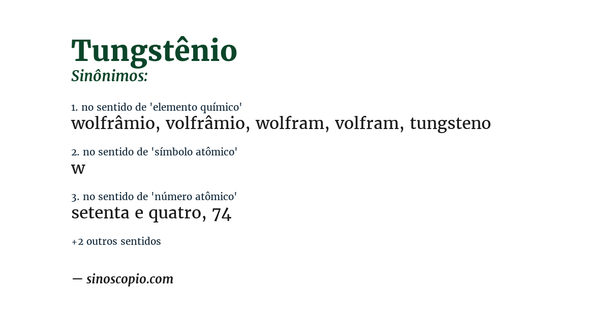 Sinônimo de tungstênio