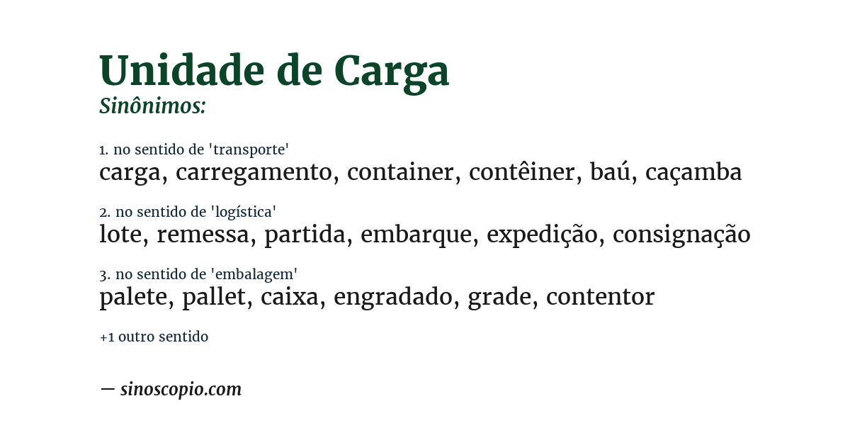 Sinônimo de unidade de carga