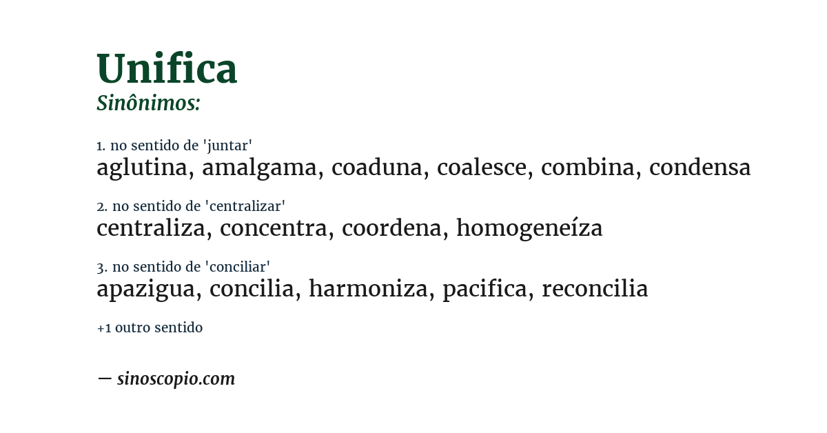 Sinônimo de unifica